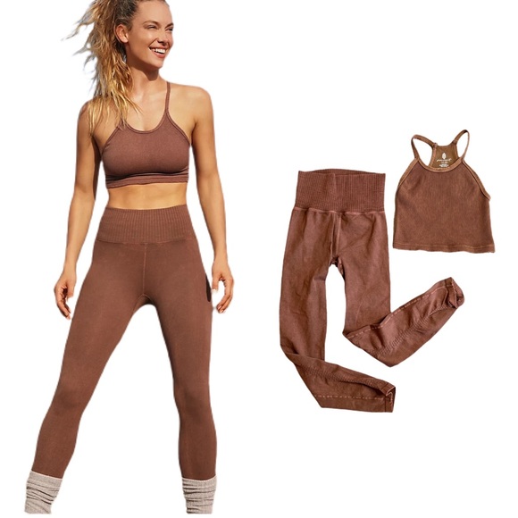 NEW Free People Good Karma Leggings + Happiness Runs Crop Top Set - Picture 17 of 17
